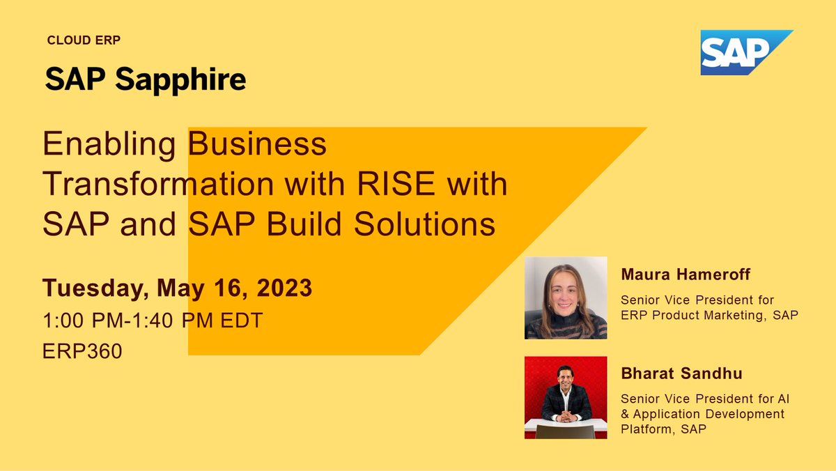 Curious about how Mahindra and Mahindra Ltd. accelerated time to market &amp; advanced sustainability goals with RISE with SAP? Join our session at SAP Sapphire to learn more! imsap.co/6011OdFC9