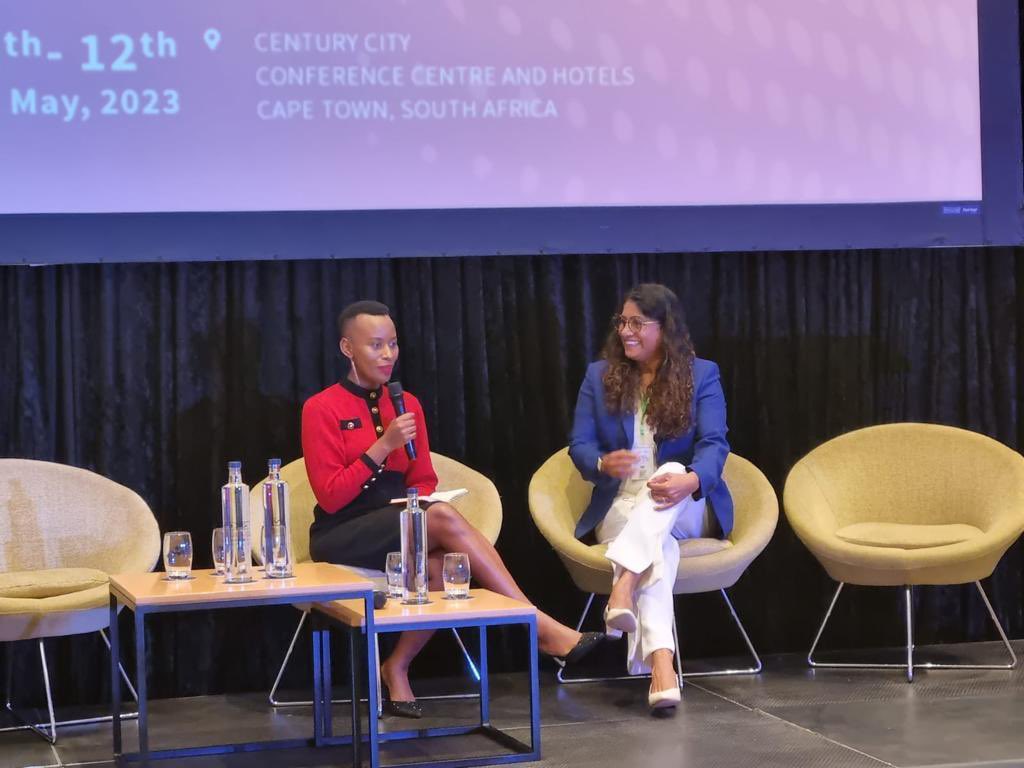 MoDmv's tweet photo. Minister @MariyaDidi joins Sibukele Maphosa @bukemaphosa, Radio &amp; TV host,Zimbabwe, in a fireside chat at Africa Women Summit 2023,to discuss women empowerment, inclusion &amp; sustainable development. Min shared glimpses of her personal life,career &amp; current appointment. @aws_cowap https://t.co/747UqZOhOB