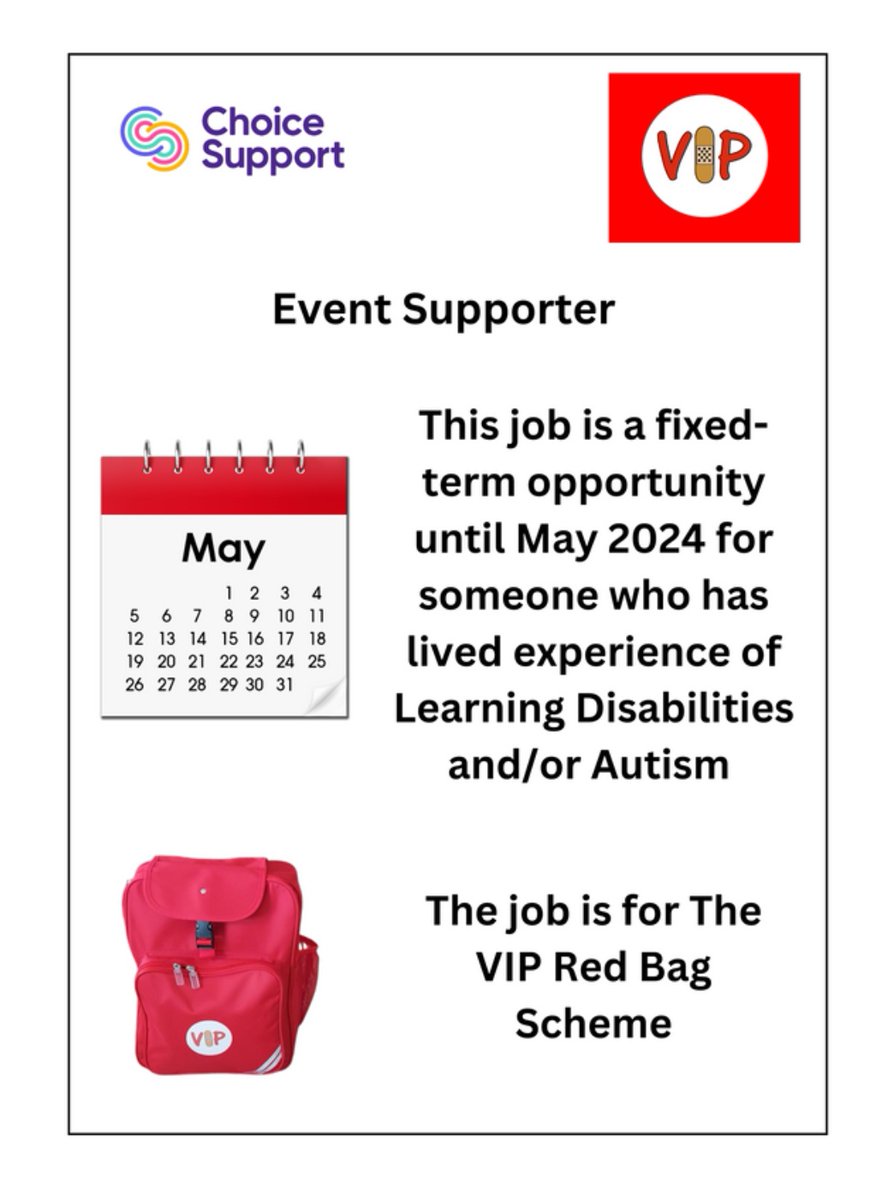 vipredbag's tweet photo. I am so excited to be sharing this! We are looking for someone in the Wakefield area with lived experience of learning disabilities and/or Autism to join the VIP Red Bag project team in a paid role. https://t.co/bglXRJCOZc