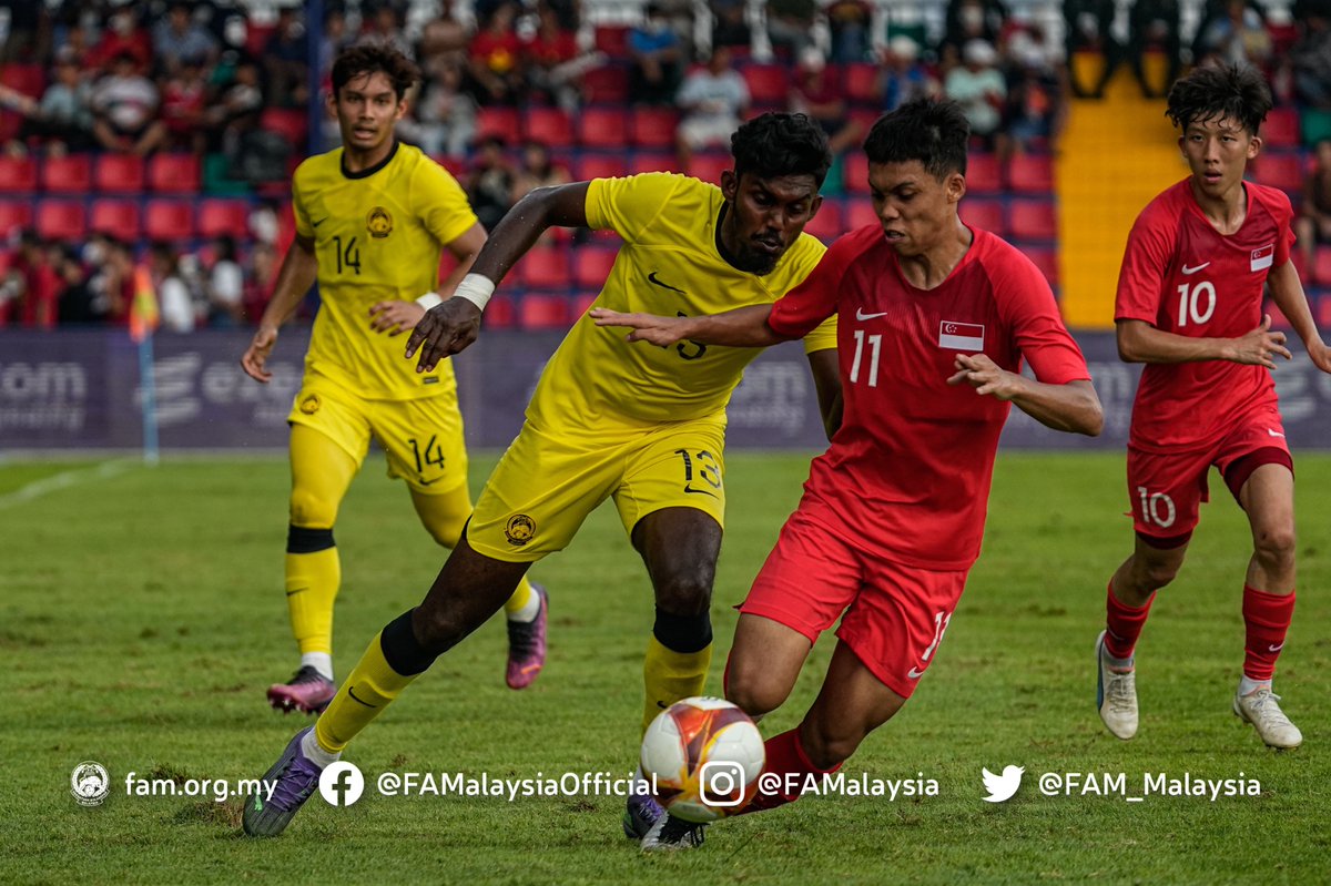 FAM_Malaysia's tweet photo. Keputusan Masa Penuh
Kumpulan B Bola Sepak Lelaki Sukan SEA 2023 | Khamis, 11 Mei 2023
SINGAPURA 🇸🇬 0-7 🇲🇾 MALAYSIA
⚽️ T. Saravanan 14’ 48’ 53’ 62’ Haqimi Azim 45’+2’ Mukhairi Ajmal 87’ Aiman Afif 90’+3’
#FAM #HarimauMalaya #Cambodia2023 https://t.co/WUv4kDD9Iz