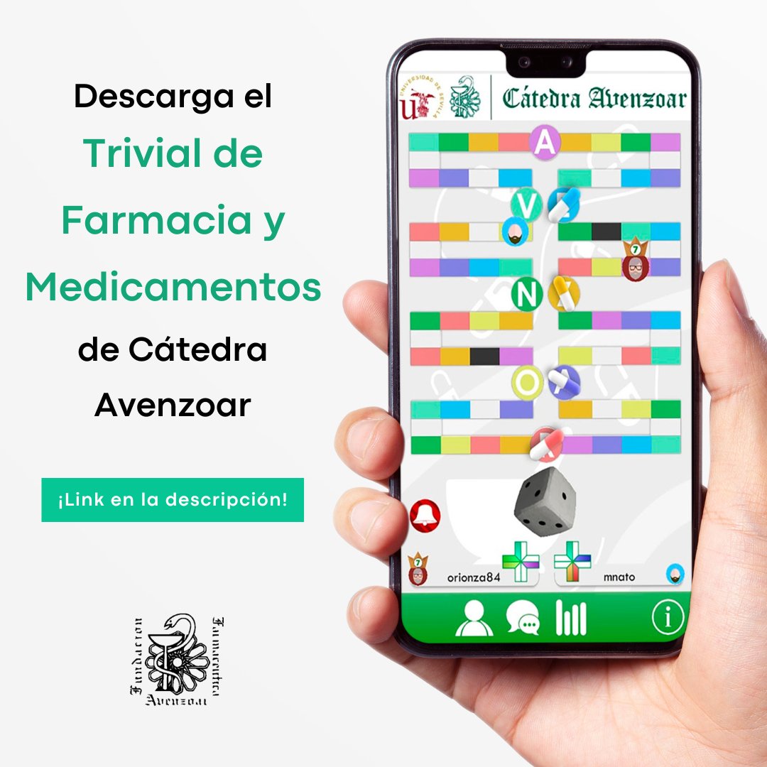 💊 ¡Únete al Trivial de Cátedra Avenzoar de Farmacia y reta a tus amigos, participa en torneos, lucha por aparecer en el ranking, sube tus propias preguntas y conoce a gente de cualquier lugar del mundo! Descárgalo:

Android: play.google.com/store/apps/det…

iOS: apps.apple.com/es/app/avenzoa…