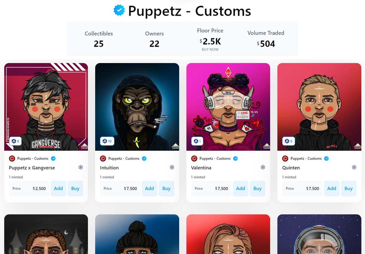Puppetz Custom Collection🤴🏼

Now verified collection🫡✅
👉🏻shorturl.at/cmou5

Share your Custom below and connect with the Puppz Whales👇🏻#cro
