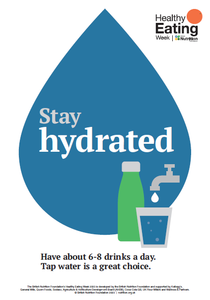 While tea, coffee & juices all count towards our fluid intake, water is always a great choice. It hydrates without calories or sugars. Register for Healthy Eating Week from 12-16 June 2023 for more hydration tips! nutrition.org.uk/healthy-eating…
#HEW23 #ForEveryone