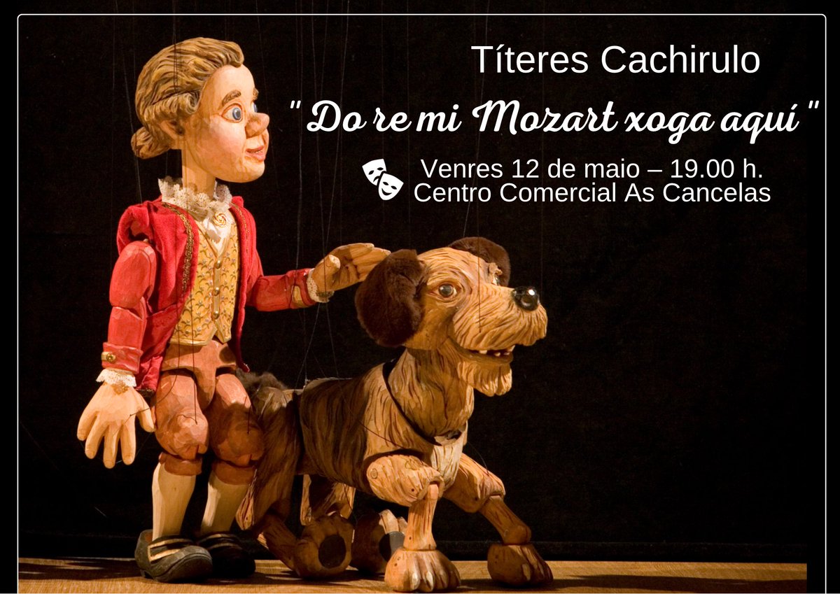 Cachirulooo's tweet image. 🔊Amiguiñ@s!! 🔊

Veñen uns días de moita actividade, atent@s ás redes que vos iremos anunciando actividades 😉

Mañá en @AsCancelas estaremos coa función “𝐃𝐨 𝐫𝐞 𝐦𝐢 𝐌𝐨𝐳𝐚𝐫𝐭 𝐱𝐨𝐠𝐚 𝐚𝐪𝐮𝐢́” 🎭

#teatrodebonecos #títeresparanenos #monicreques #teatro #nenos #bonecos