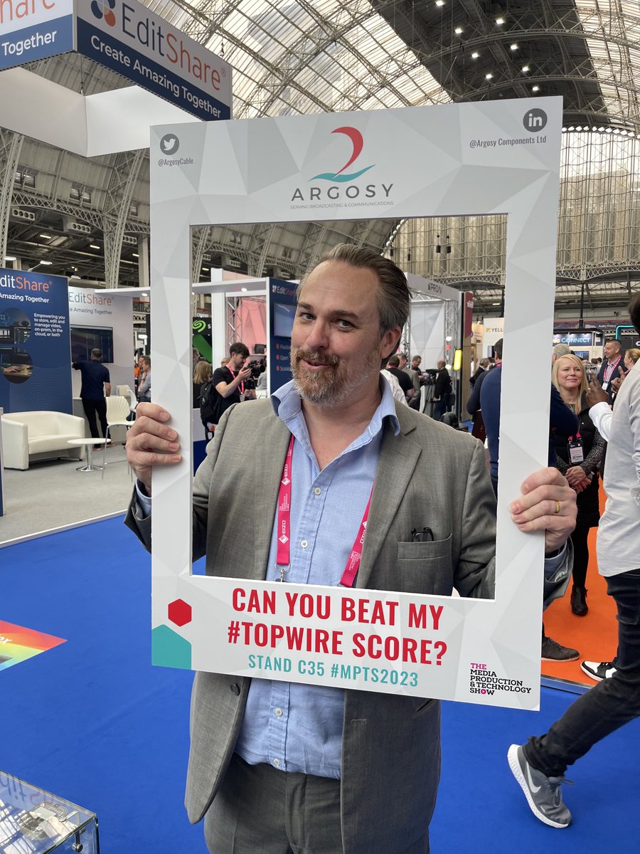 Waylan from Sky is super quick at the Simply-45 competition on the ⁦<a href="/ArgosyCable/">Argosy Components</a>⁩ stand at #MPTS2023