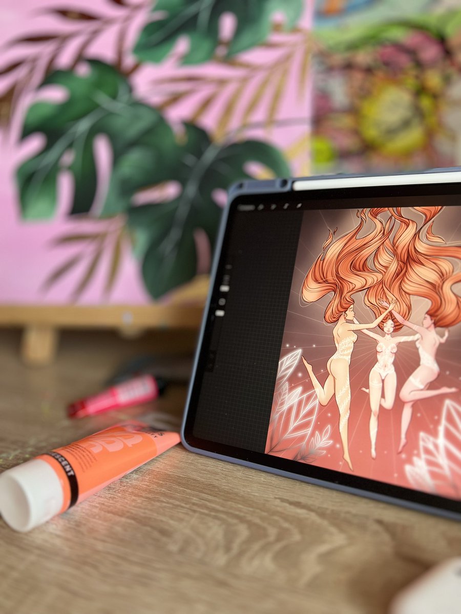 Hi, fam 🧡

I have long thought and tormented myself what to choose, traditional or digital. I was sure that I needed to choose, but not long ago I realized that I do not want and can not choose what I paint. Why can't I do both?
And from that moment on I was relieved 😌