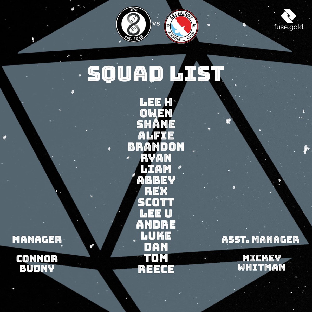 jp8_fc's tweet photo. Squad for Friday nights game against @SelhurstFC at @barkingfc https://t.co/G1cDLyfXPD