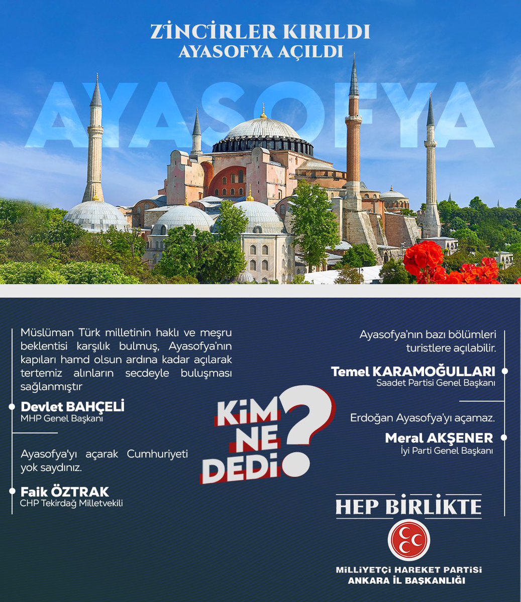 TurgayBastug's tweet photo. Cumhur İttifakı Türk İslam aleminin aydınlık geleceğidir.
Bir Oy Recep Tayyip Erdoğan’a, Bir Oy Devlet Bey’e, MHP’ye 🇹🇷
#KimNeDedi? #Ayasofya #Cumhurİttifakı https://t.co/CMedvYAyCN