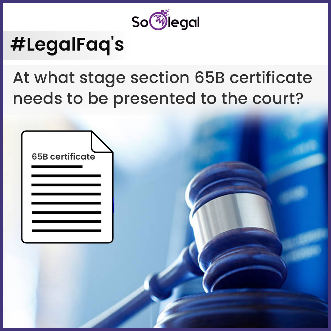 Soo_Legal's tweet image. The certificate required under Section 65B of the Indian Evidence Act needs to be presented to the court at the time when the electronic evidence is sought to be admitted as evidence in court.

Read More - bit.ly/3pbpCiA

#legalfaqs #section65b #SoOLEGAL #IndianEvidence