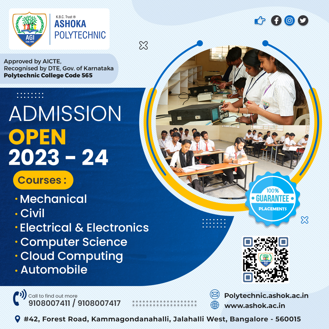 ashok_goi's tweet image. Admissions open 23-24
Enroll Now!!
For More Details Please call the given number are visit our Website.
#ashokpolytechnic
.
.
#ashok #ashokgroupofinstitutions #learn #safety #carefull #days #Polytechnic #Polytenicollage