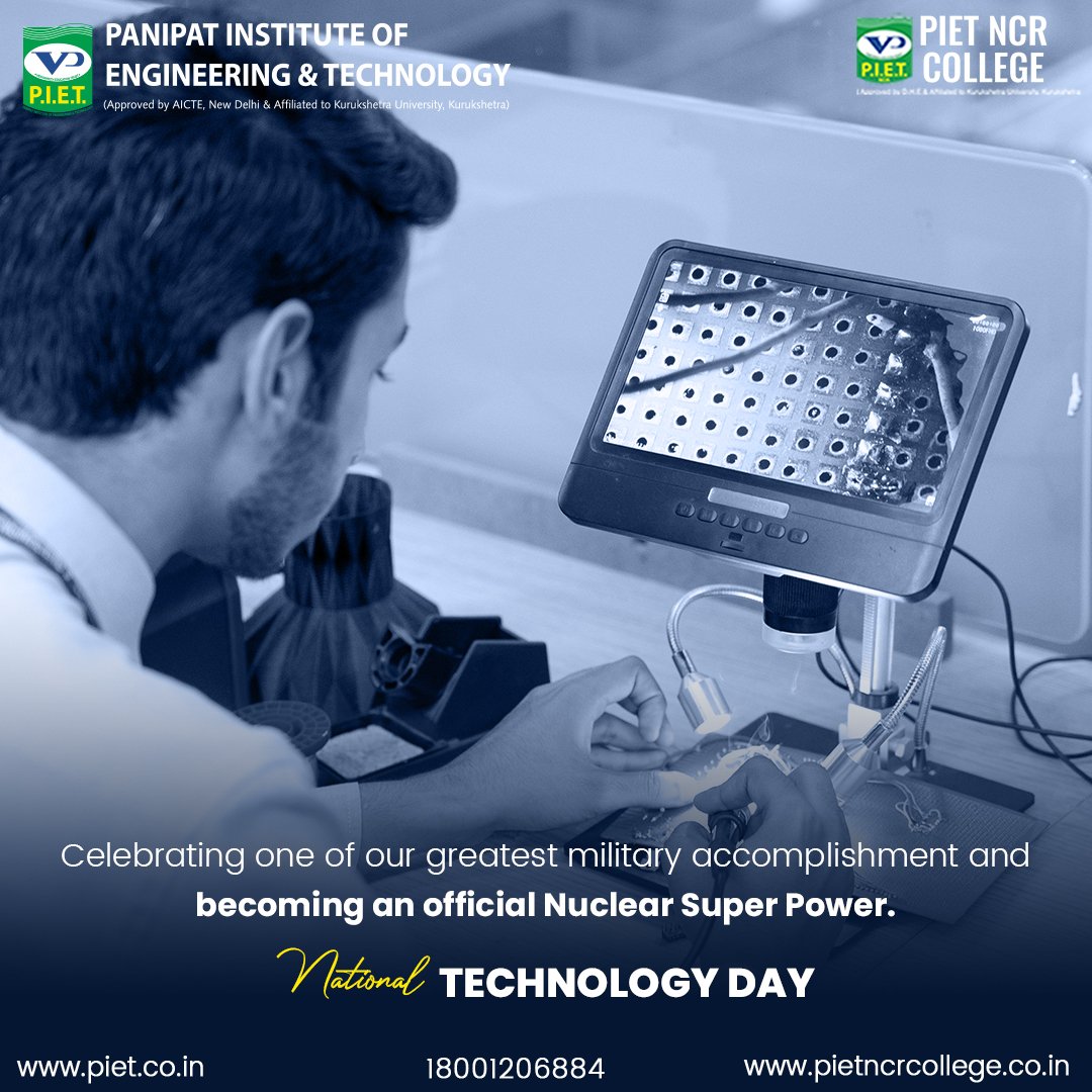 PIETPanipat's tweet image. National Technology Day

#nationaltechnologyday #indiantechnology #technology #entrepreneurship #indianentrepreneurs #piet #yespiet