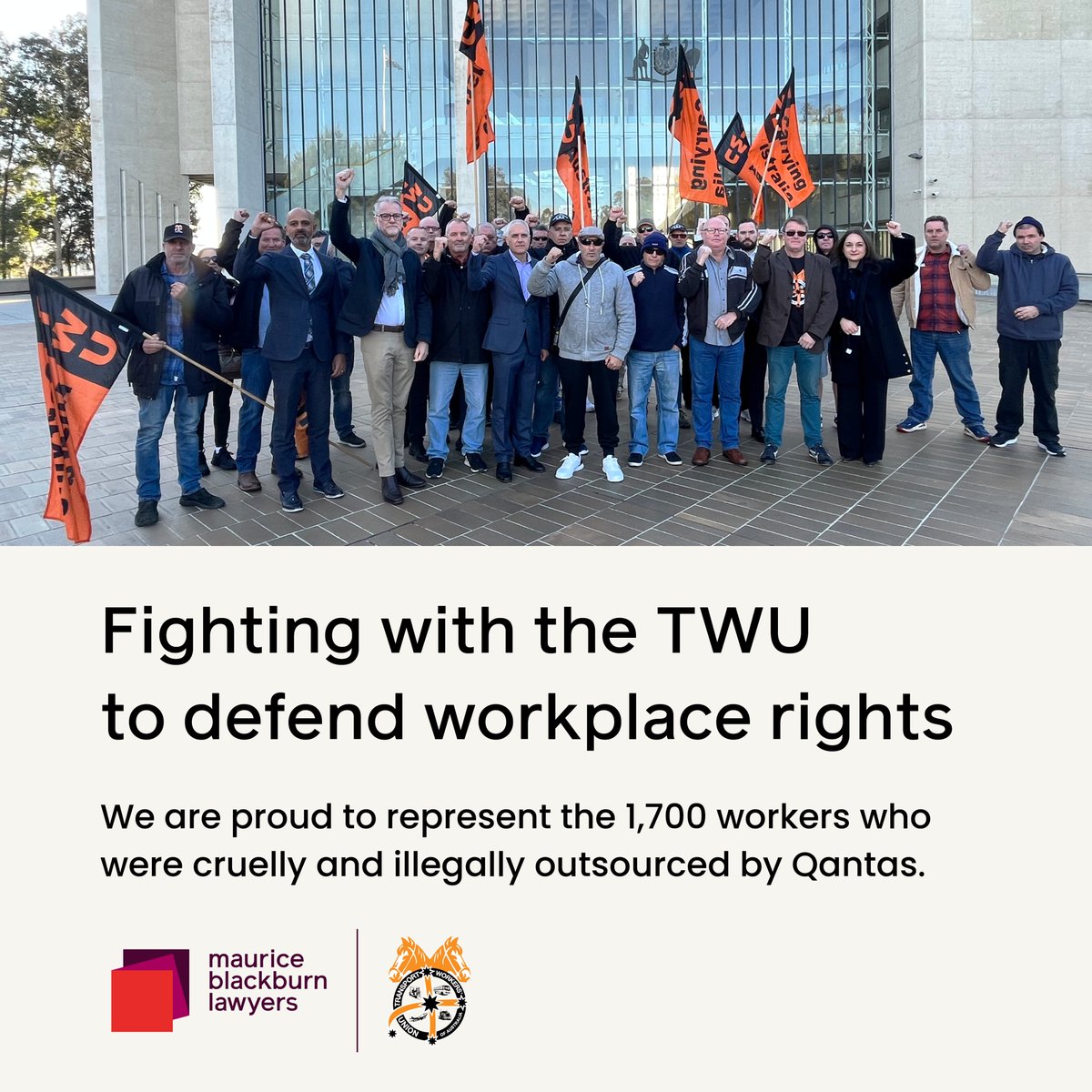 It’s not often as a practitioner you get to the High Court so it was a privilege to represent the mighty TWU and 1,700 workers this week at their High Court hearing against Qantas. ✊🏽 🧵

#IndustrialLaw #WorkplaceRights #UnionStrong