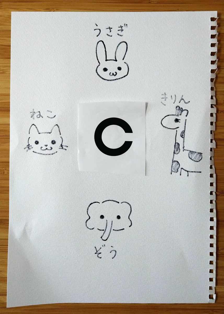 三歳児検診の視力検査。「ドーナツ食べたのだあれ？」でわかりやすく！