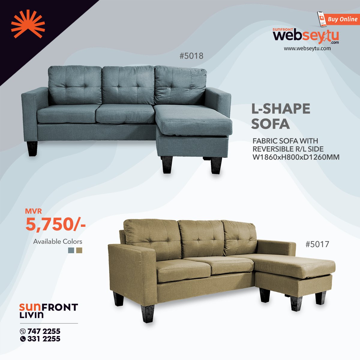 SunFront_MV's tweet image. L shaped sofa for family and friends

Buy online: bit.ly/3ZHIvY5

Tel: 331 2255
Hotline: 747 2255

#sofa #lshape #amber #color #family #friends #sitting #living #fabric #reversible #style #maldives #maldivesshop #qualityandstyle
#sunfront LIVIN