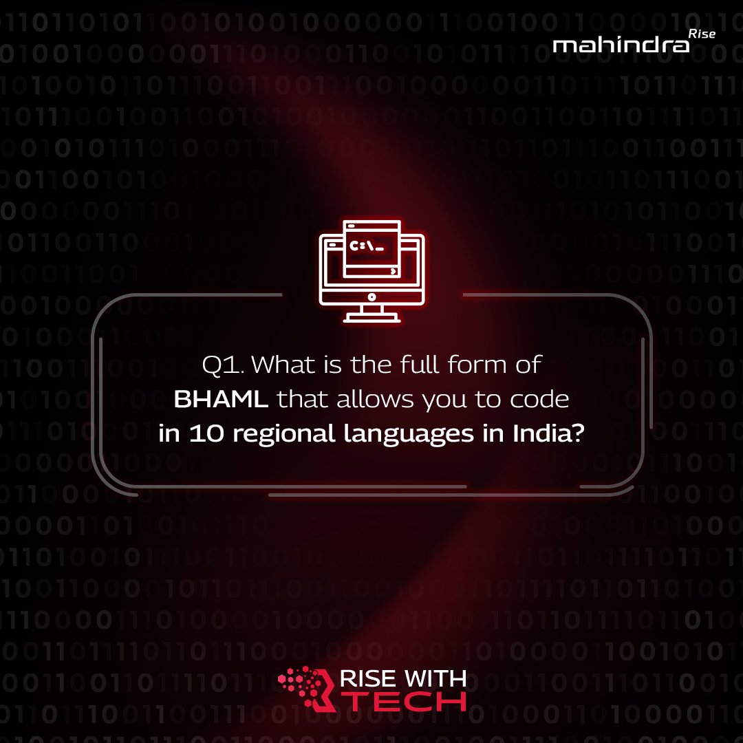 MahindraRise's tweet photo. Here’s the first question in our #RiseWithTech quiz.
Reply with your answers and stay tuned to find out if you’re correct!
#NationalTechnologyDay https://t.co/IPilg01fmr