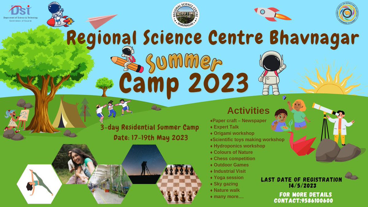 #ScienceSummerCamp MastiKiPaathShala @RSCBhavnagar is organizing 3 day residential #summer camp from 17th to 19th May 2023. @raj13543912 @narottamsahoo @GKGoswami9 @InfoGujarat @dstGujarat