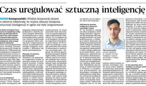 Dziś ważne głosowanie w #PE! Komisje LIBE i IMCO przyjmą(?) AI Act - pierwszą na świecie regulację sztucznej inteligencji.

❓ O co w niej chodzi
❓ Jak przebiegały nad nią prace?
❓ Jak wyglądał lobbing wokół niej?

W <a href="/DGPrawna/">Dziennik Gazeta Prawna</a> opowiada mi dziś Filip Konopczyński z <a href="/panoptykon/">Fundacja Panoptykon</a>