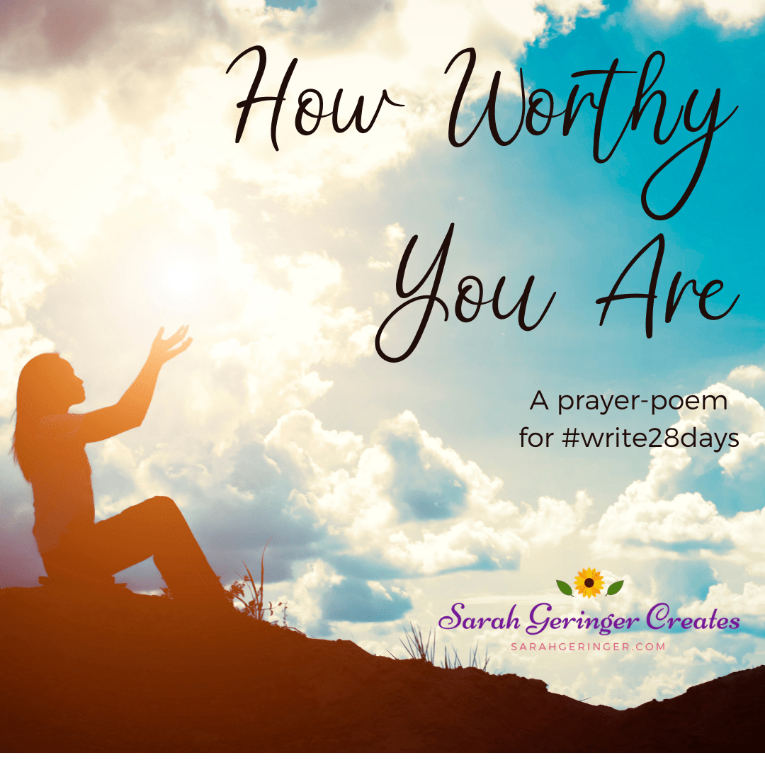 SarahLynneCR's tweet photo. A prayer of praise to the triune God - How Worthy You Are. Read here >> https://t.co/lUeXJoRBp8 #prayer #worthy #write28days https://t.co/e75z8JX79D