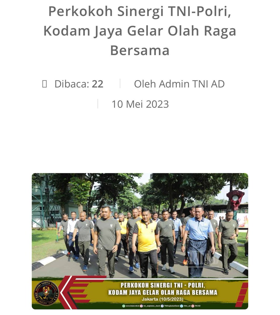 Ihsanmanss's tweet photo. Melalui kegiatan ini, kepala dan anggota TNI-Polri dapat lebih bekerja sama secara sinergis untuk mendukung tugas utama mereka.

@Ngopibareng_DAR 

Angkatan Darat Di Hati Rakyat
Kasad Dudung Abdurachman https://t.co/HJoshoJA9u