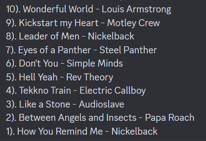Jukester201's tweet photo. You may not like it, but this is what good music taste looks like. I have spent all this week thinking, and rating every song I can think of, and here is the top 10 best songs of all time. (My opinion, but obviously facts). https://t.co/FzH8svPIrd