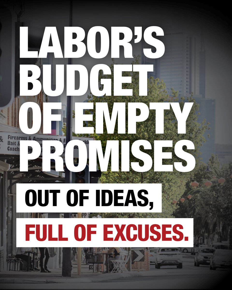 LibbyMettam's tweet photo. Despite a booming economy, WA is still suffering from a broken health system, a crippling housing crisis and intense cost-of-living pressures. Labor's Budget of empty promises fails to help Western Australians when they need it most. Labor is out of ideas and full of excuses. https://t.co/ysMcicO2uA