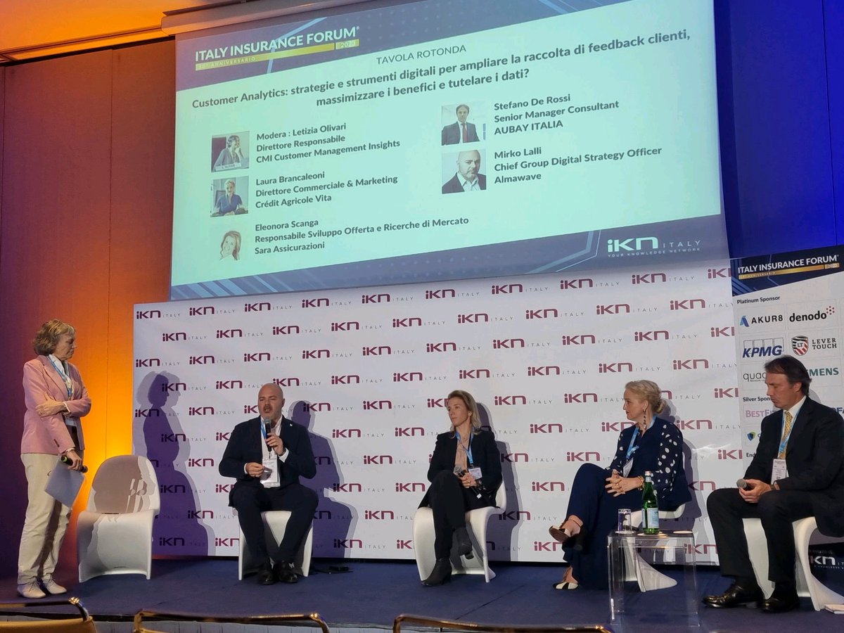 Almawave's tweet image. Ieri siamo stati a #ItalyInsuranceForum. Il Gruppo Almawave è lieto di contribuire al futuro dell'#insurance con le sue soluzioni di #AI e #analisideidati. 

In foto @mkl CDSO Almawave e CEO di @DataAppeal