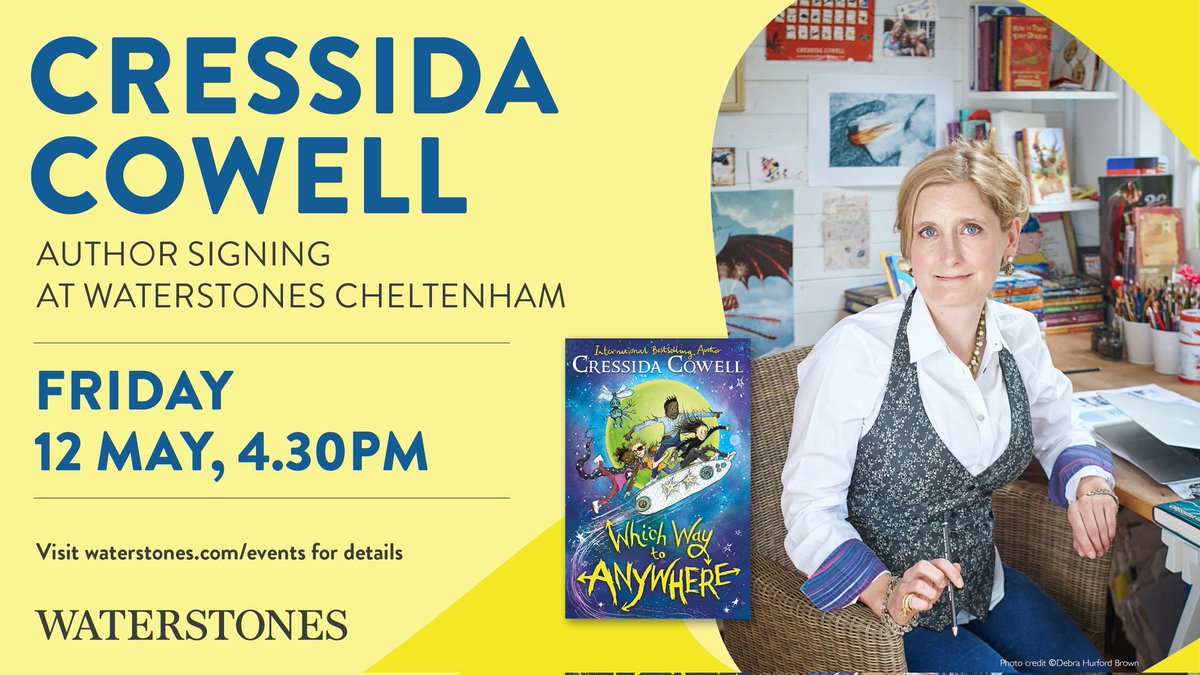Waterstones Chelters (@cheltwaters) on Twitter photo Only 1 day to go until the wonderful <a href="/CressidaCowell/">Cressida Cowell</a> joins us in store to sign copies of #whichwaytoanywhere, this is not to be missed! Only 1 day to go until the wonderful <a href="/CressidaCowell/">Cressida Cowell</a> joins us in store to sign copies of #whichwaytoanywhere, this is not to be missed!