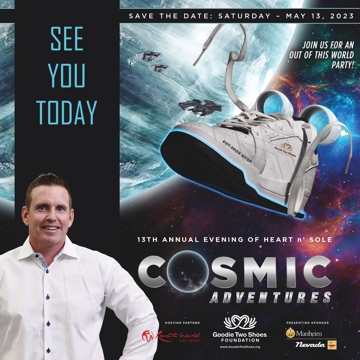 Lets activate smiling faces, dancing feet, and feel-good energy! It's movement that makes a difference! See you today!

#CosmicAdventuresParty #HeartnSole2023 #PartyWithAPurpose #GTSFinaction #StepUpWithGTSF #HeartInAction