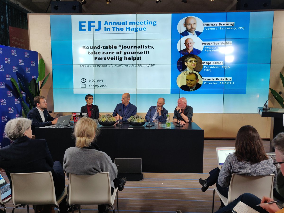 At an encoraging panel at @EFJEUROPE Annual Meeting in Den Haag, the Dutch organisation PersVeilig presents a multi-stakeholder model to addressing violations against #PressFreedom important to share @ECPMF @IMSforfreemedia @freepressunltd @DJintweets