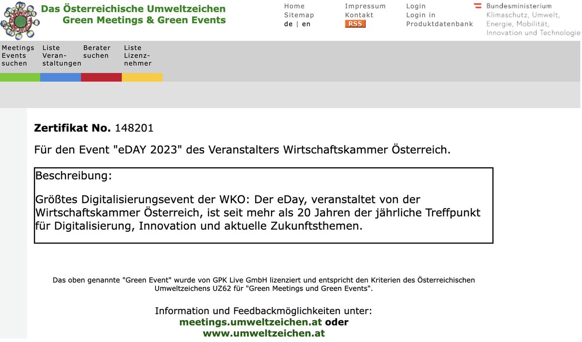 WKO_EDay's tweet photo. 🌿 Übrigens: Der #eDAY23 ist ein Green Event. Die Veranstaltung der @WKOe entspricht den Kriterien des Österreichischen Umweltzeichens. 
♻️ Dafür ergreifen wir viele sichtbare und unsichtbare Maßnahmen, um deren Unterstützung wir Sie bitten: https://t.co/6R4zvIAJAW https://t.co/iVOs4N9nsc