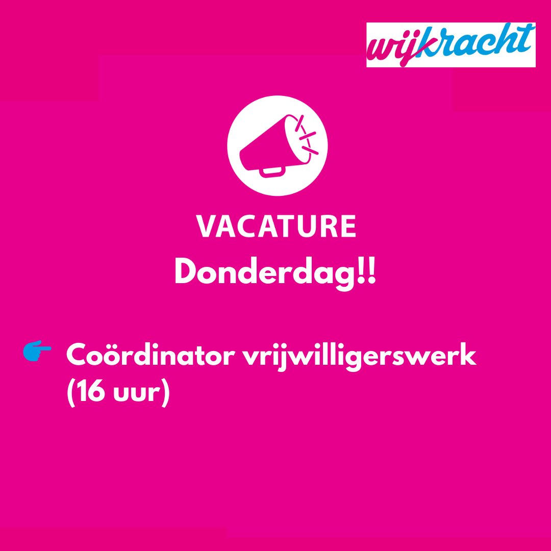 Vacature
𝐂𝐨𝐨̈𝐫𝐝𝐢𝐧𝐚𝐭𝐨𝐫 𝐯𝐫𝐢𝐣𝐰𝐢𝐥𝐥𝐢𝐠𝐞𝐫𝐬𝐰𝐞𝐫𝐤 (𝟏𝟔 𝐮𝐮𝐫)

Wij zijn per 1 juli 2023 op zoek naar een Coördinator vrijwilligerswerk Wijkracht Borne.
Wijkracht.nl/werken-bij-wij…

#Wijkracht #Vacature  #job #werk #sterksociaalwerktwente #Borne #coordinator