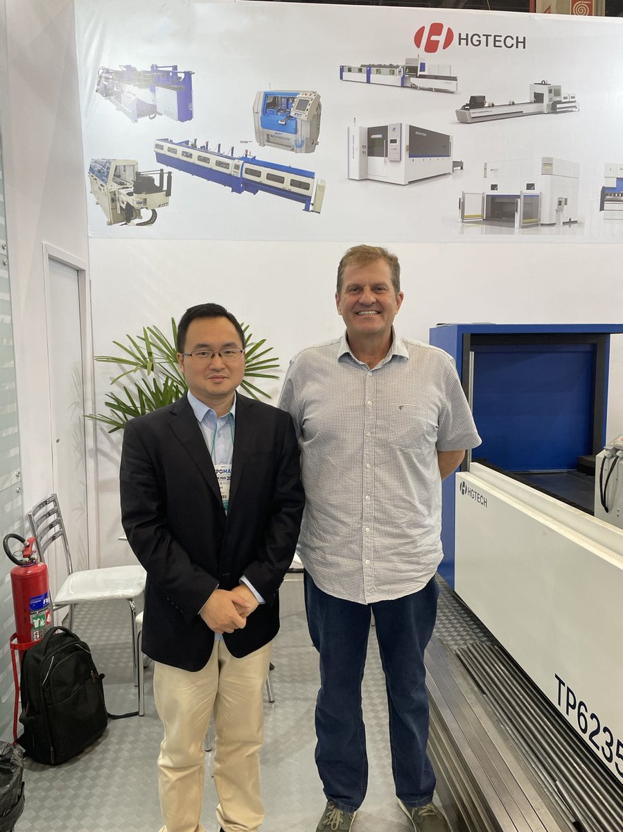 HGTECH_HGLaser's tweet photo. Exciting times at #Expomafe in Brazil! #HGTECH is proud to be showcasing our #pipe #lasercutting machine. 🚀✂️ Our technology have caught the attention of industry leaders and enthusiasts alike. 🔍🤩 Don't miss the chance to witness this game-changer in action! Visit booth D080! https://t.co/whELEPCVRf