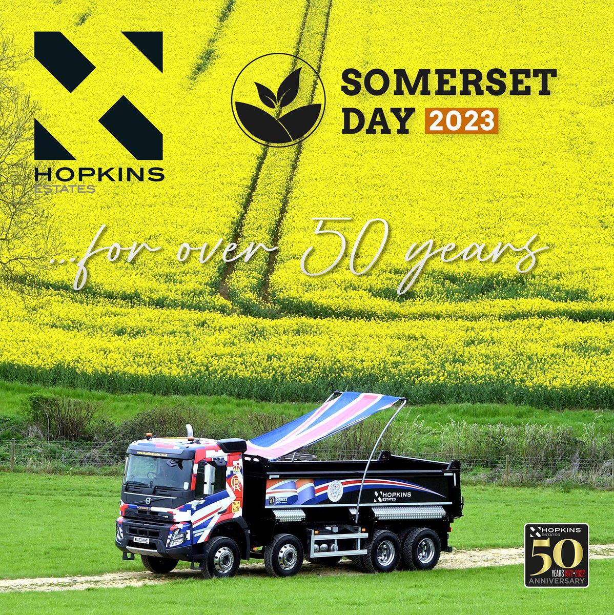 Hopkins Estates has been working in Somerset for over 50 years. We are very proud to be celebrating #somersetday2023. 
Keep an eye out for our brand-new coronation tipper on the Somerset roads.

#somersetday #localbusiness #farming #developers #muckaway  #hopkinsmarketing