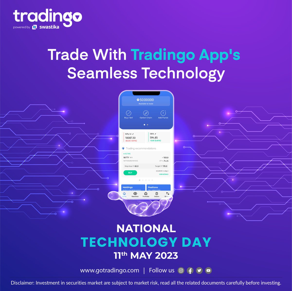 Trade with Tradingo App's Seamless Technology
National Technology Day!

#nationaltechnologyday #nationaltechnologyday2023 #technology #technologyday #national #tech #science #innovation