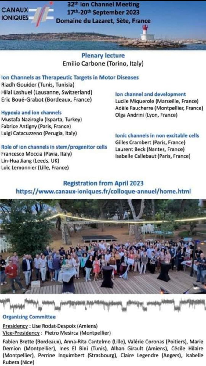 InesBiniDhouib's tweet photo. We are pleased to inform you that the program of the next Ion Channel 
Meeting is now finalized on our website! Registration is open on this 
link:
https://t.co/H0y4QrJEKW
We are waiting for you in Sète from September 17th to 20th. https://t.co/flOOXDPmDz