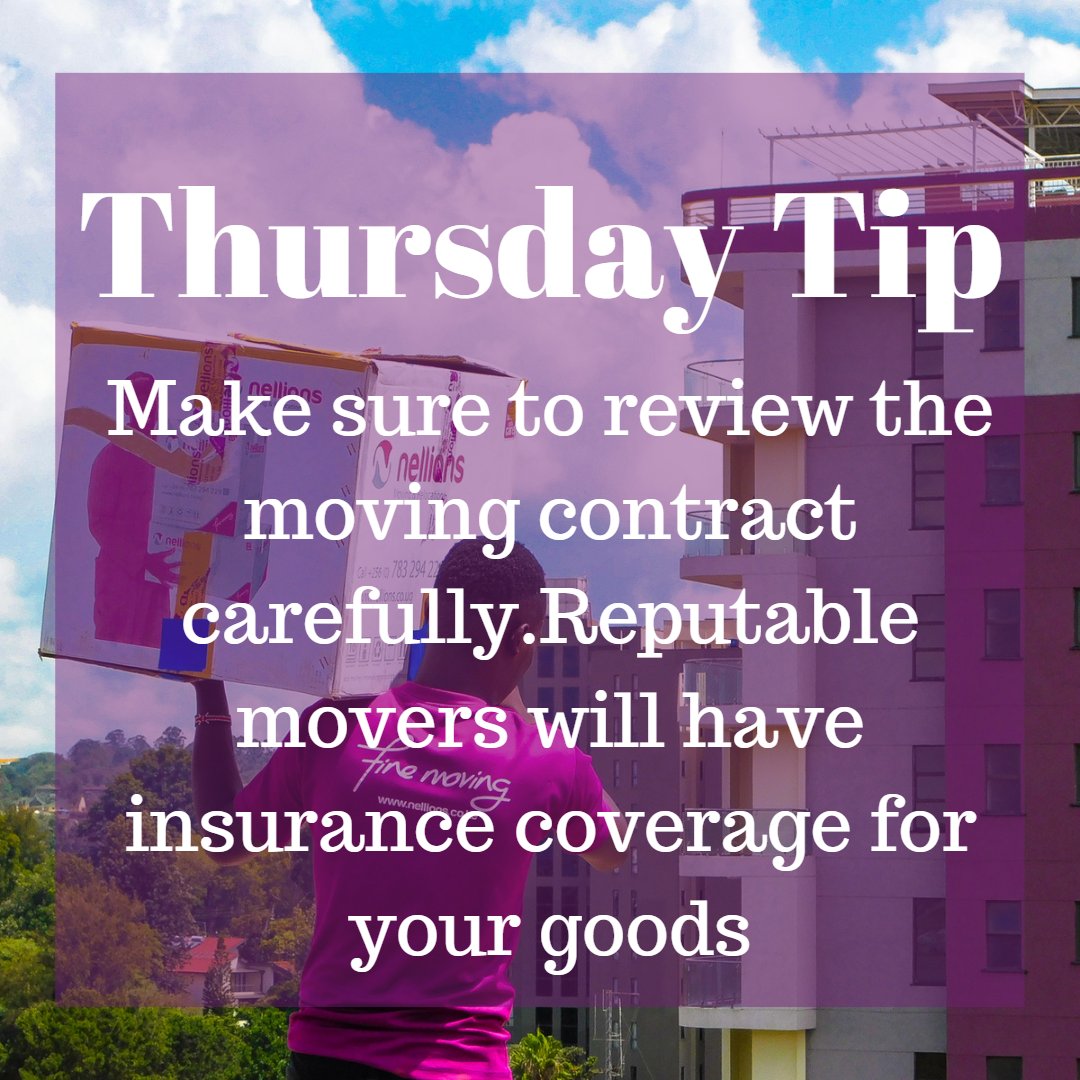 NellionsUGANDA's tweet image. Ensure your goods are legally protected by signing a moving contract. Review the terms and conditions of your move and preferably choose a moving company that offers insurance coverage.
#professionalmoving #movingtips