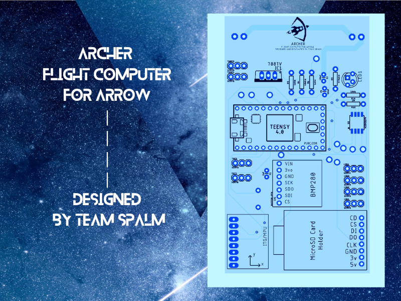 spalmnitsri's tweet photo. ARCHER 
Flight Computer for Arrow 
Designed by TEAM SPALM
#FlightComputer #Teensy40 #BMP280 #MPU6050 #SDCard #FlashChips #LEDLights #Buzzer #Servos #Aviation #Technology #EagleAutodesk https://t.co/tWnpkGXmeV