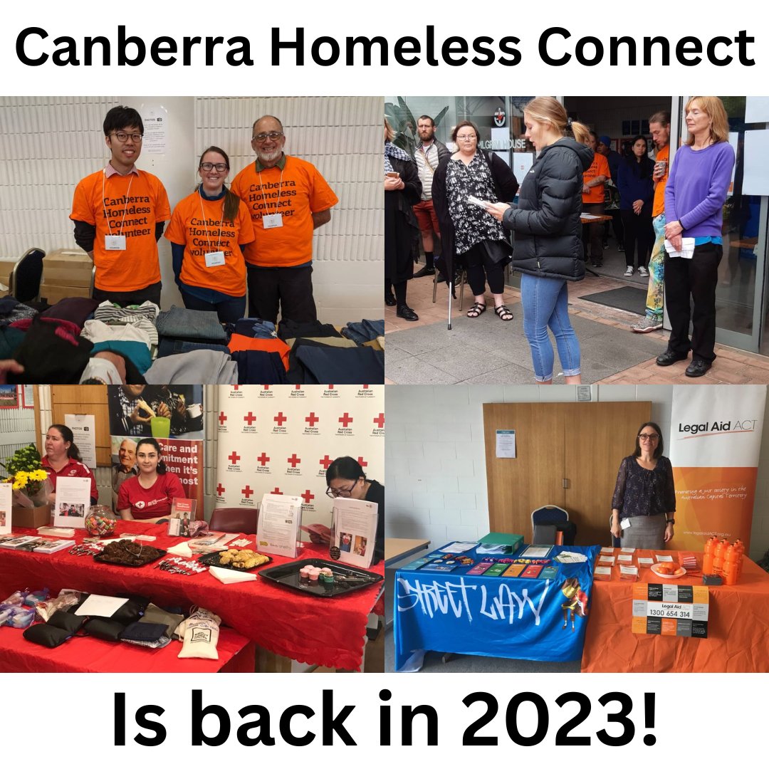 CBRHomelessCnct's tweet photo. We are proud to announce Canberra Homeless Connect will return in 2023!
When: Thursday the 19th of October
Where: Early Morning Centre, 69 Northbourne Avenue
Follow this page for more details and information.
#homelessconnectcbr
#homelessconnect
#homelessconnect2023 https://t.co/csYS81faYa