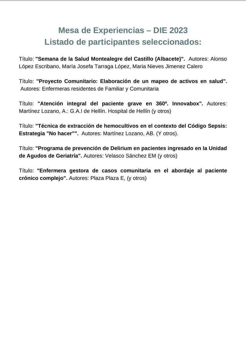 Interesantes Jornadas Día Internacional Enfermeria 2023 en Albacete. 11 y 12 mayo #DIE2023 ⁦<a href="/ACAMEC_/">ACAMEC</a>⁩ ⁦<a href="/SCAMFYC/">🆂🅲🅰🅼🅵🆈🅲</a>⁩ ⁦<a href="/EnfermeriaAb/">@enfermeria_Ab</a>⁩ ⁦<a href="/cs_hellin2/">CS Hellin2</a>⁩ ⁦@intermediaccion⁩