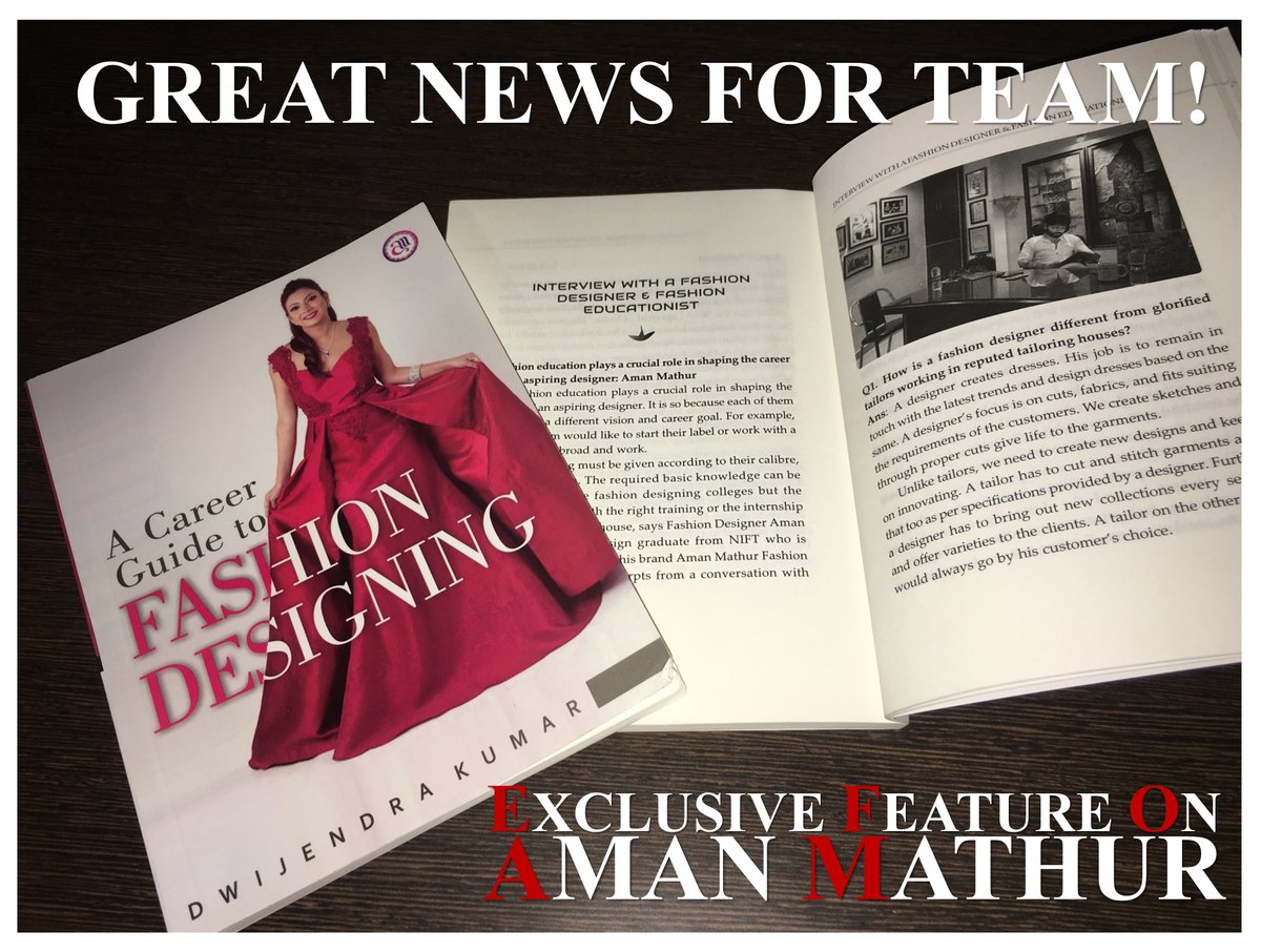 amanmatofficial's tweet image. GREAT NEWS FOR TEAM AMAN MATHUR!
'A Career Guide to Fashion Designing' by Dwijendra Kumar (Fashion Journalist &amp;amp; Writer) covers an exclusive feature on Fashion Designer &amp;amp; Educator, Mr. Aman Mathur.
Available at Amazon: amzn.eu/d/4EovS9Q
#POWERTODESIGN
#amanmathur #internship