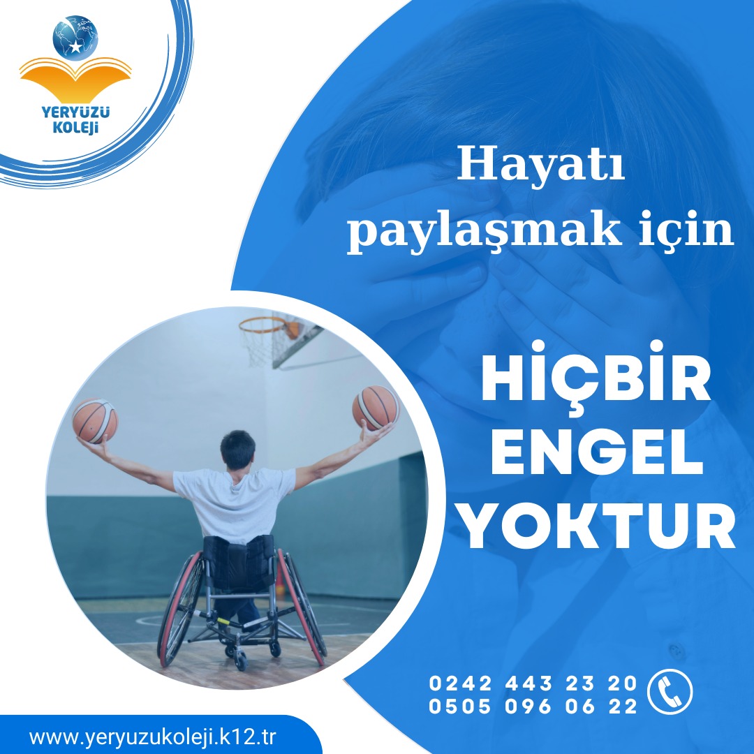 Hayatı paylaşmak için hiçbir engel yoktur.

10-16 Mayıs #EngellilerHaftası’nın toplumsal #dayanışma ve farkındalığımızın arttığı günlere vesile olmasını temenni ederiz.
#engelli #engellilerhaftası #10mayıs #gündem #haber #yeryuzukoleji #engelsizsiniz #engelsizyaşam