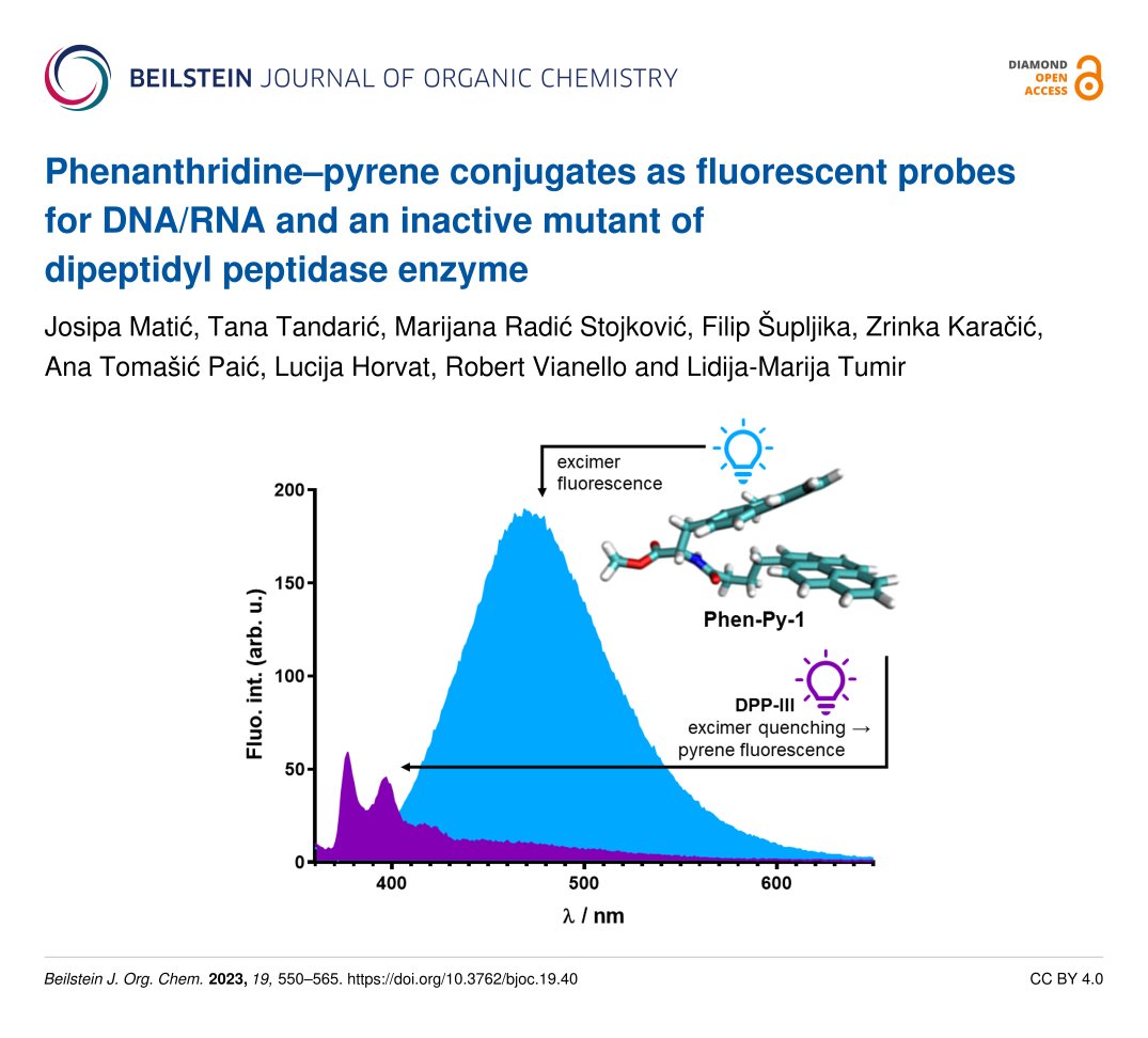 BeilsteinInst's tweet photo. Researchers at the Ruđer Bošković Institute @institutrb 🇭🇷 designed two novel conjugate #molecules: #pyrene and #phenanthridine-amino acid units with a different linker length between the aromatic fragments.
#excimer
#polynucleotide
https://t.co/rQiSIsSgKv
#DOA💎🔓 #BJOC https://t.co/cwVg92j0mf
