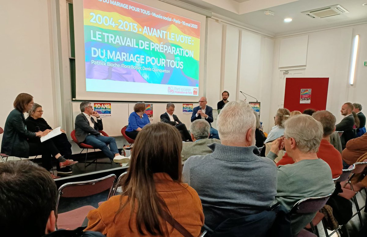 lamiaela's tweet photo. Hier le @PS_Paris célébrait les 10 ans du #MariagePourTous autour d’une conférence avec ceux qui y ont contribué et ceux qui se battent pour lutter pour les droits des personnes LGBTI+🏳️‍🌈

En tant que socialiste, nous devons continuer ce combat en faveur de l’égalité ✊🏽 https://t.co/RLjCtxYZww