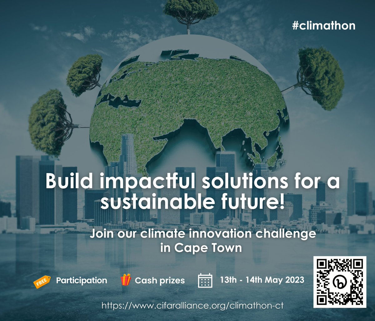 ⏳The countdown is on for the Climate Adaptation Innovation Challenge #climathon happening this weekend in Cape Town. Join us as we bring together bright minds from different sectors to co-create new climate adaptation solutions🌿 cifaralliance.org/climathon-ct