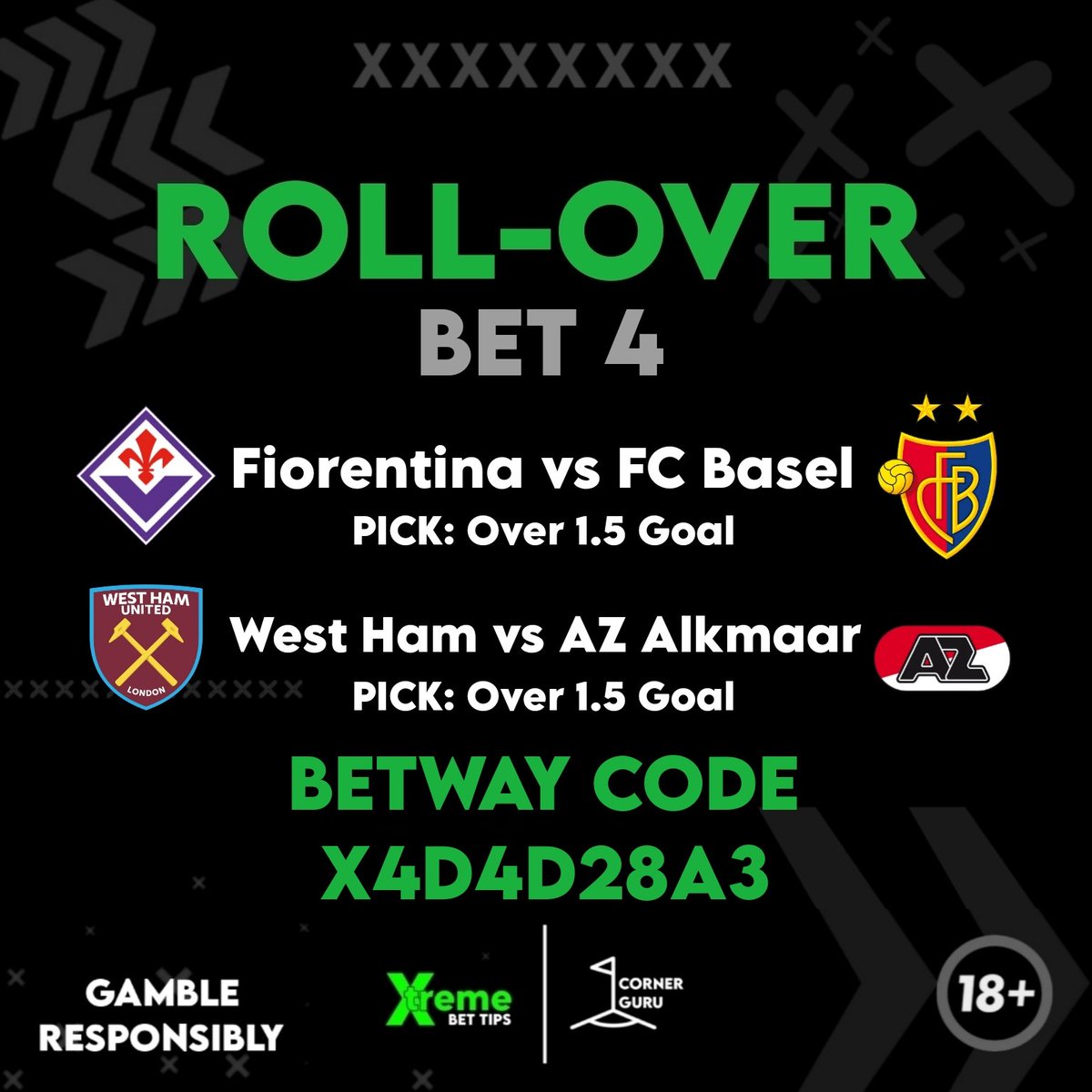 ROLL-OVER BET 4💚

#XtremeBetTips #CornerGuru