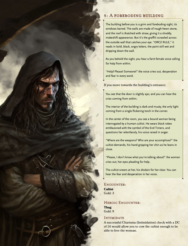 elfypunk's tweet photo. The stakes are high as you inch closer to rescuing Cynthia, an innocent captive of the dangerous End Times cult. Sign up for the FREE 5e solo adventure 'The Dusk Market' at https://t.co/vYWpTw49Xp #SoloAdventure #solo https://t.co/bxTGBlRQ7b