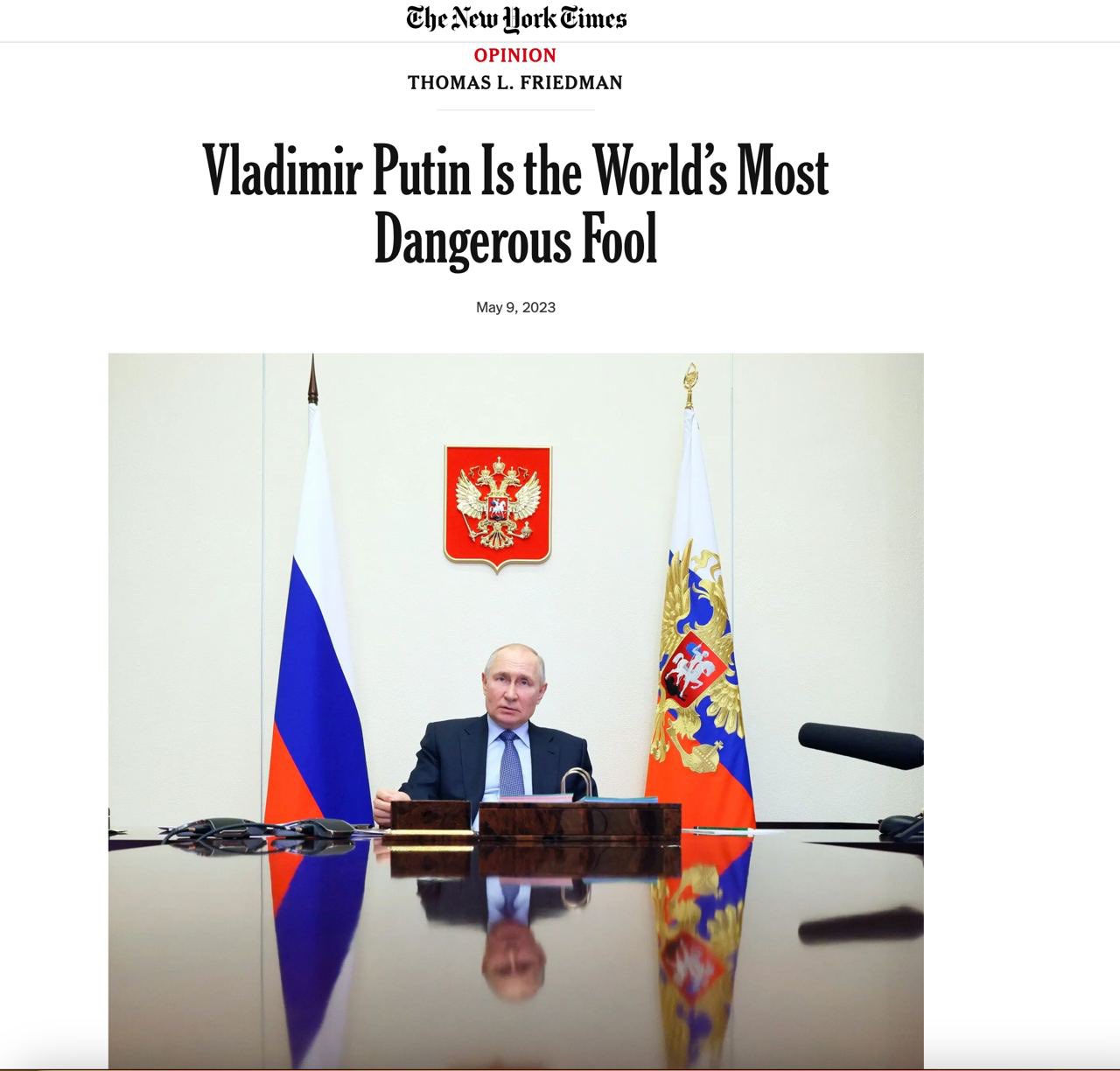 Opinion  Vladimir Putin Is the World's Most Dangerous Fool - The New York  Times