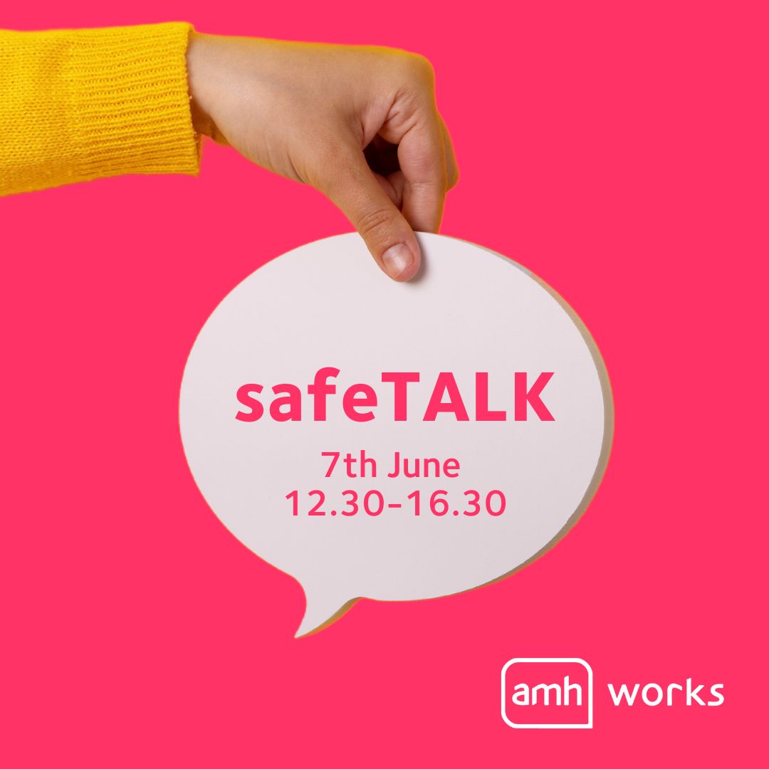 Join AMH Works at their next safeTALK training taking place on 7th June from 12:30 - 16:30 in  Antrim New Horizons.

The cost is just £50 per person.

Contact rpower@amh.org.uk to book or for more information.