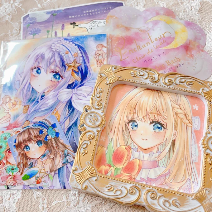 楡野うみ様( )のプレゼント企画原画届きました  素敵な原画の他にもグッズ&入浴剤まで同封いただき本当にありがとうございます もーめっっちゃ可愛いです 素敵な企画本当にありがとうございました(ノ∀\*)大切にさせていただきます
