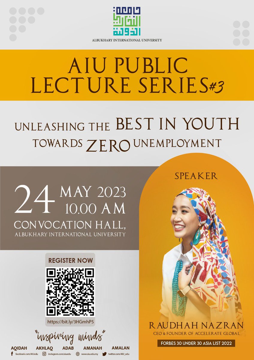 AIU_edu's tweet photo. ๐ฃ Exciting news! ๐ฃ The AIU Public Lecture Series #3 is coming up on May 24th, 2023, and we are thrilled to announce that Raudah Nazran, CEO and Founder of Accelerate Global, will be the speaker! ๐
#PublicLectureSeries #RaudhahNazran #KnowledgeUnleashed https://t.co/bzCJD8eRWm